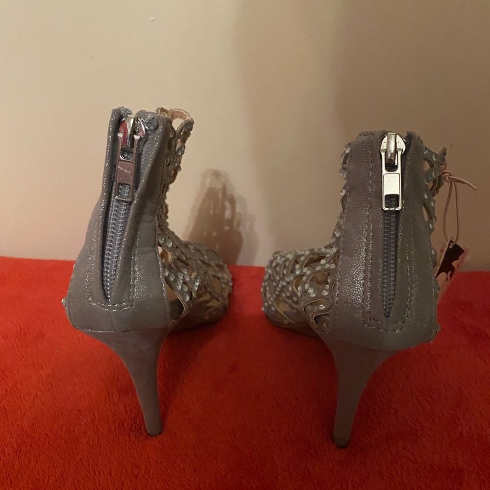 Zigi NY Silver Cage Heels w/ Rhinestone Embellishments - Picture 6 of 10